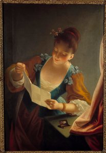 Mulher jovem lendo uma carta de Jean Raoux (1677-1734) Século XVIII