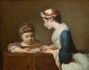 A pequena professora, depois de 1740. de Jean Baptiste Simeon Chardin