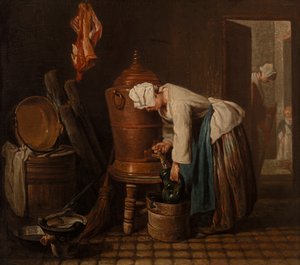 Mulher a tirar água de uma urna de água (A Urna de Água) de Jean-Baptiste Simeon Chardin