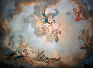 Teto da sala de jogos de Marie Antoinettes, Chateau de Fontainebleau, c1763-1811.