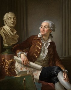 Retrato de um homem com um busto de Denis Diderot de Jean Simon Berthelemy