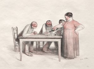 O copo de vinho (litografia a cores) de Jean Veber
