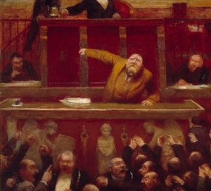 O deputado socialista Jean Jaures (1859-1914) na galeria da Câmara de Deputados Detalhe de uma pintura de Jean Veber (1868-1928) 1903 Paris, Musee Carnavalet