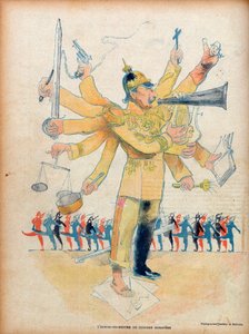 Guilherme II (1859-1941) (Kaiser Wilhelm II imperador alemão e rei da Prússia) - a orquestra masculina do concerto europeu - caricatura em "Le Rire" de 26 de Novembro de 1898 - caricatura de Jean Veber (1864-1928) - número dedicado a Guilherme II (1859-194