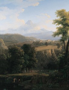 Uma procissão cerimonial em uma extensa paisagem