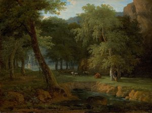 Woodland Scene com Ninfas e um Herm, c. 1810.