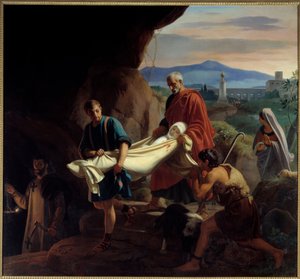 Funeral de uma jovem cristã nas catacumbas de Roma, no momento da perseguição. Pintura de Victor Schnetz (1787 - 1870)
