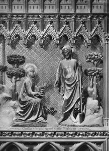 Catedral, interior, tela de coro, Jesus Cristo, aparecendo a Maria Madalena, c.1340-51 (pedra policromada) de Jean and Jean Le Boutellier Ravy