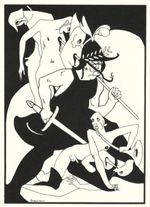 Os livros de amor de Ovídio: Ele dir-te-á quantas gargantas cortou (litografia a cores)