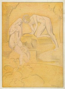 Os livros de amor de Ovídio: Os beijos que Phoebus dá a Diana (litografia a cores)