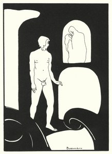 Os livros de amor de Ovídio: O encontro imprevisto de alguns amantes apaixonados (litografia a cores) de Jean de Bosschere
