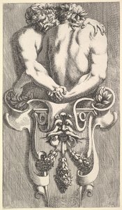 Projeto para um Termo com Dois Sátiros Abraçando, de: Curieuses Recherches de Vários Beaus..., 1645. de Jean le Pautre