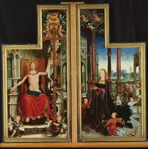 Polyptych da Glorificação da Santíssima Trindade, painéis representando Cristo Enthroned e a Virgem, 1509-15 de Jean the Elder Bellegambe