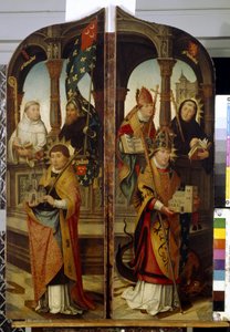 São Trudo e São Guilherme. São Trudo e São Guilherme. Dois Painéis laterais do Tríptico. Pintura por Jean (Jehan) Bellegambe (Belgamb, Belgand) (1470-1534), óleo sobre tela de Jean the Elder Bellegambe
