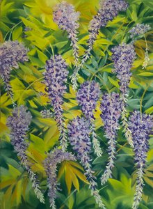 Flores e folhagem de glicínias 1, 2023 (pastel sobre papel)