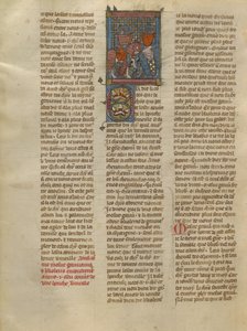 Gauvain e Blioberis encontram um cavaleiro com um escudo vermelho de Jeanne de Montbaston
