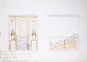 Design para o Salão Pintado, Chatsworth (aguarela sobre papel)