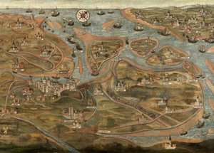 Mapa da Área Zwin (óleo sobre tela) de Jehan de Hervy