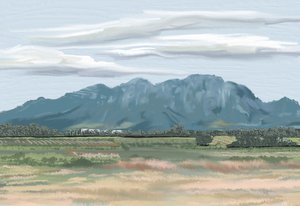 Campos tranquilos nas montanhas