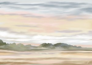 Paisagem serena em tons pastel