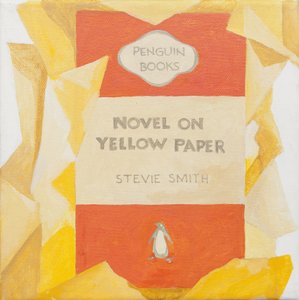 Capa de livro da Penguin. Romance sobre papel amarelo (acrílico) de Jennifer Abbott