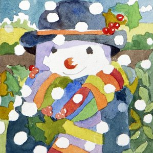 Boneco de neve na neve, 2011 (aguarela) de Jennifer Abbott