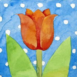 Tulipa de fundo azul com manchas brancas, 2013 (aguarela) de Jennifer Abbott