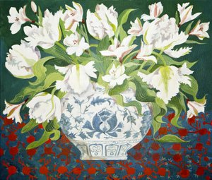 Tulipas duplas brancas e alstroemerias, 2013 (acrílico sobre tela)