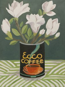 Magnólia branca numa lata de café velha (acrílico) de Jennifer Abbott