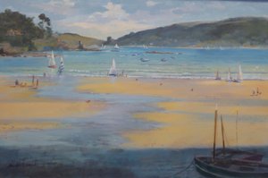 Praia das areias do sul, Salcombe. óleo sobre tela, 2016