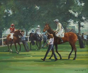 O Paddock, Corridas de Windsor (óleo sobre tela) de Jennifer Wright