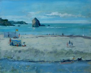 Thurlestone Rock, Devon. óleo sobre tela, 2016 de Jennifer Wright