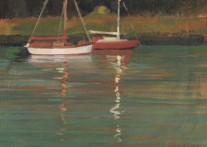 Reflexos do iate (óleo sobre tela) de Jennifer Wright