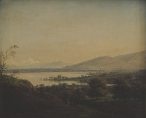 Uma vista do Lago Leman em direção ao Mont Blanc e Genebra de Jens Juel