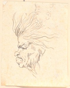 Uma cabeça feminina parecida com a Medusa de perfil à esquerda de Jens Juel