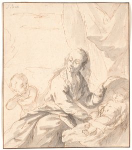 Maria com o menino Jesus no berço e João de Jens Juel
