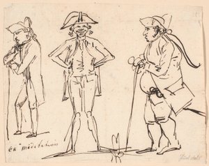 Meditação. Caricaturas de Clemens, Juel e Charles Bonnet de Jens Juel