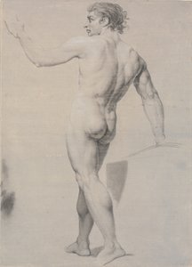 Modelo em pé, visto de costas, braço esquerdo levantado de Jens Juel
