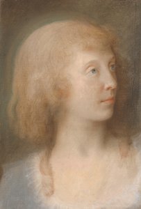 Retrato de Anna Barbara Damkier, perfil de três quartos à esquerda de Jens Juel
