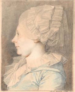 Retrato de Anne Cathrine Maaløe, nascida Basse. Perfil à esquerda de Jens Juel