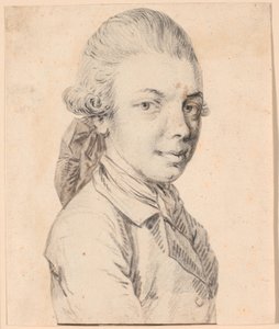 Autorretrato na juventude. Busto em perfil de três quartos à direita de Jens Juel