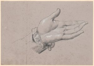Estudo de uma mão esquerda, usado no retrato de corpo inteiro de Frederik VI como príncipe herdeiro de 1786 em Amalienborg de Jens Juel