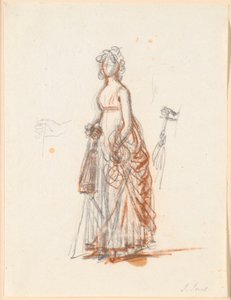 Estudo para o retrato da família Ryberg; A figura da Sra. Ryberg e a mão direita segurando um guarda-sol de Jens Juel