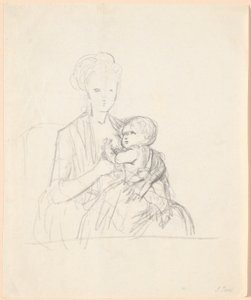 Rascunho para o retrato da Condessa Sophie Magdalene Raben, née von Qualen com seu filho mais velho, nascido em 1784 de Jens Juel