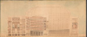 A realeza Teatro 1874. Corte longitudinal de Jens Vilhelm Dahlerup