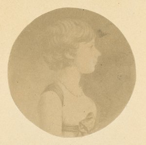 Retrato mezzotinto de uma garota de perfil, da coleção de retratos de St. Memin, 1862.