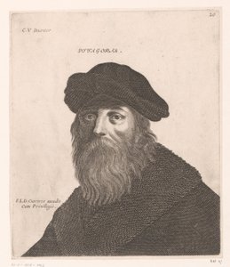 Retrato de Pitágoras
Pytagoras. (título sobre o objecto)
Bustos de filósofos e reis (título da série)
