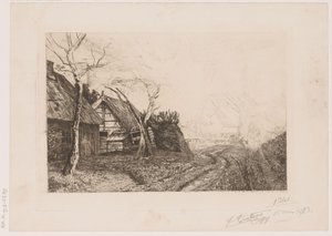 Paisagem com fazendas e moinho de Jerôme Tuyttens (signed by artist)