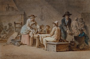 Uma família camponesa em um interior de Jerome Preudhomme