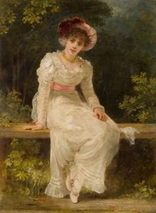 Senhora sentada em um jardim
